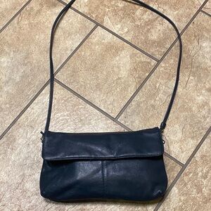 Axiom  Navy Blue Leather Crossbody Bag with Detachable Strap